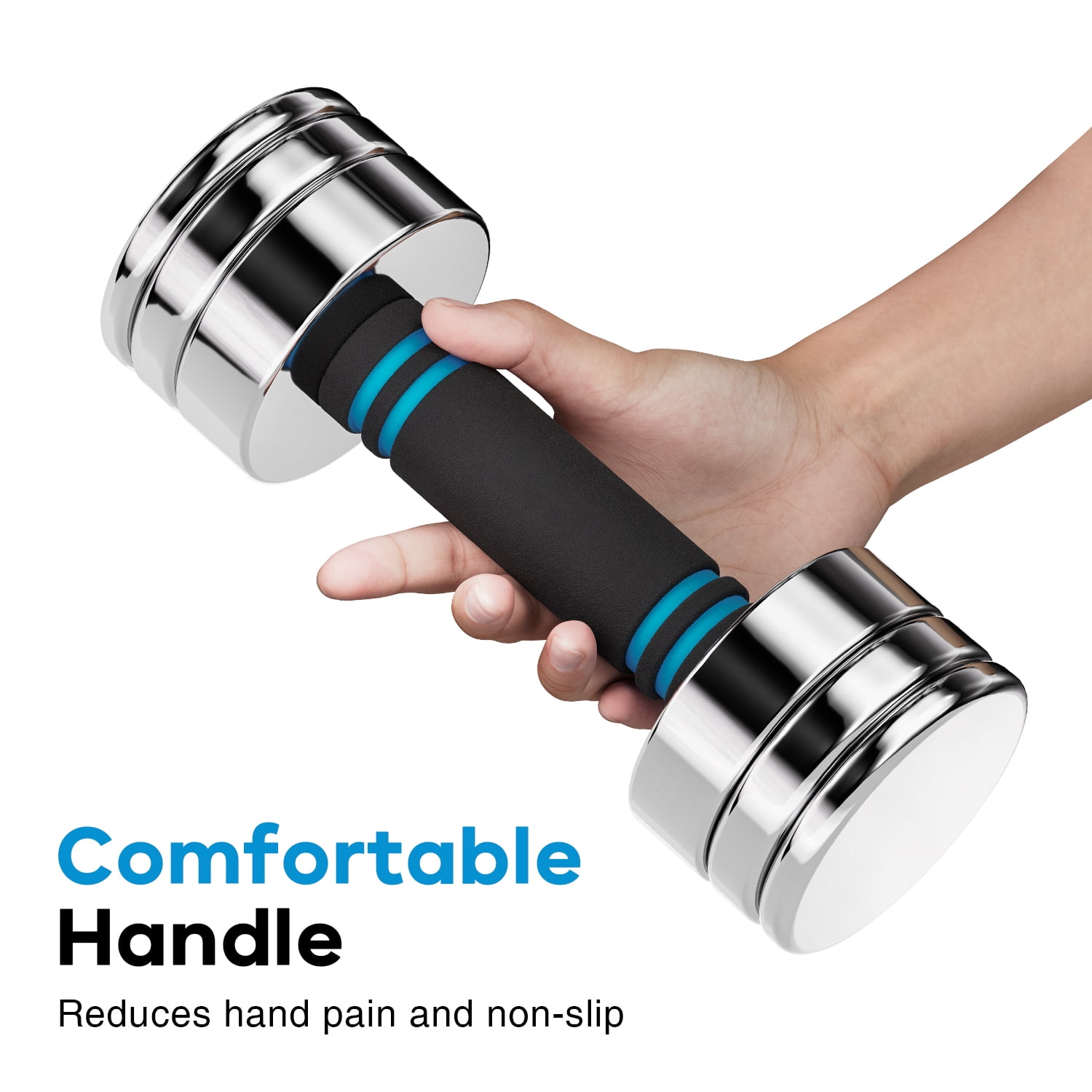 ARVIVO 2pcs Steel Ultracompact Adjustable Weight Dumbbells with Foam Handle 5lbs Silver Home Gym Workout