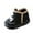 Black, variant on Toddler Faux Fu?? Lined Light Up Booties Cute Cartoon Bear Wide Toe Winter Warm Snow Boots Insulated Ankle Boots