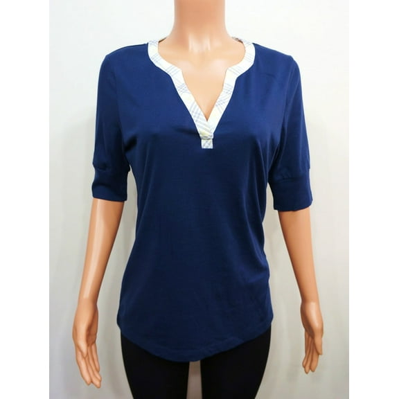 Nautica Navy V-Neck Sleep Shirt Comfort Sleepwear Top Women's Medium