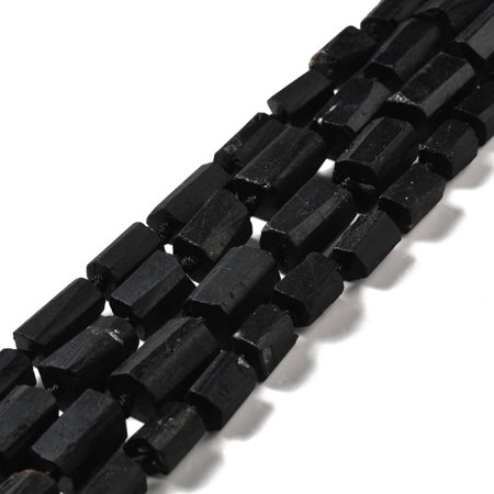 Natural Black Tourmaline Beads Strands Faceted Column 10~20x9x9.5~15mm Hole: 1mm about 20~28pcs/strand 16~16.54 inch(41~42cm)