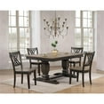 thumbnail image 2 of 5-Pc Pedestal Rubberwood Dining Set in Gray/Black Stone, 2 of 6