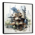 thumbnail image 2 of Designart "Analytic Cityscape Drawing II" City Buildings Floater Framed Canvas Wall Art, 2 of 5