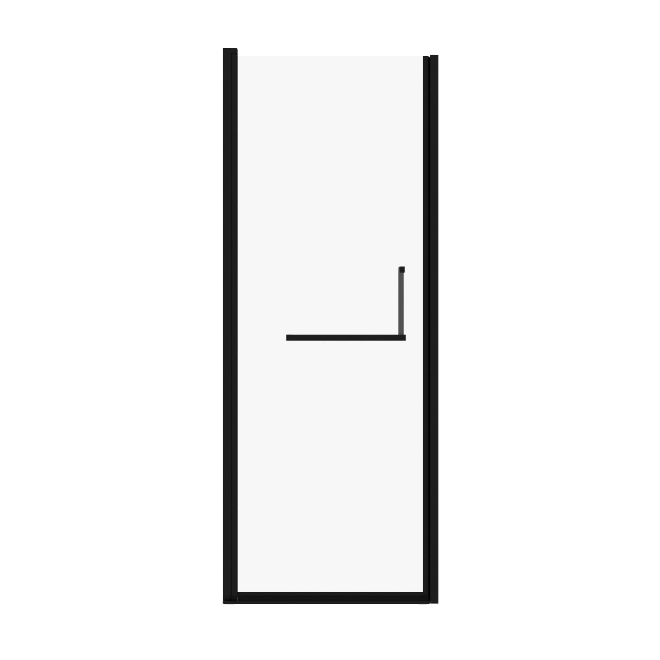 Noble House 29" Semi-Frameless Pivot Shower Door, Tempered Clear Glass, Reversible Adjustable Width, Matte Black