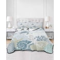 thumbnail image 2 of Quilt King Size Bedding Set, Sea Turtle Coastal Reversible Summer Quilt 3 Pieces, Nautical Summer Beach Starfish Coral Shell Lightweight Bedspreads Coverlets with 2 Pillow Shams for All Seasons, 2 of 5