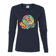 thumbnail image 2 of Wild Bobby Rainbow Painted I've Got The Whole World Dean Russo Design Inspirational/Christian Women Graphic Long Sleeve Tee, Navy, Medium, 2 of 6