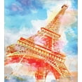 thumbnail image 3 of Ambesonne Colorful Duvet Cover Set, Watercolor Paris Landmark, 2-Calking, Yellow Blue Red, 3 of 7