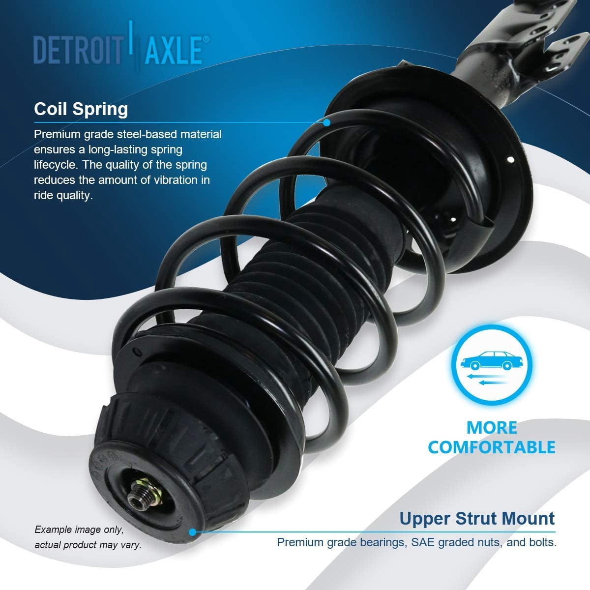 Detroit Axle - Front Complete 2 Struts with Coil Spring 2 Sway Bar Links for 2006-2011 Toyota Yaris 2007 2008 2009 2010 2011 Quick Install Ready Struts Shocks Assembly