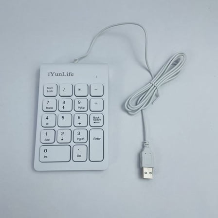 iYunLife Computer Keypads White Number Pad, USB Wired Numeric Keypad