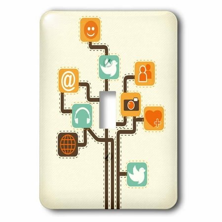 3dRose Social Media Internet Icons Geek Tree Vector Design, Double Toggle