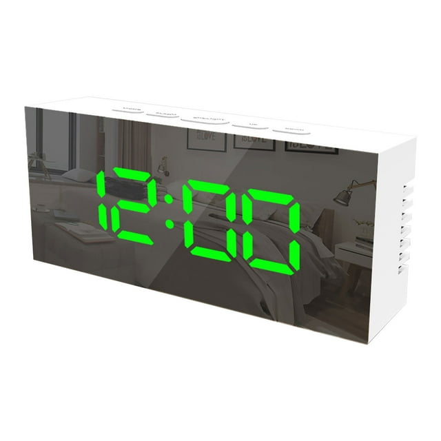 Espejo de Maquillaje con Luces Reloj Despertador Digital con Pantalla Led Grande Y Espejo de Maquillaje 3- Puerto Usb de Brillo para Decoración Del Hogar Reloj Despertador Digital
