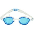 thumbnail image 3 of Swim Goggles by New Wave Swim Buoy {Blue Ice = Blue Lens in White Frame} Anti Fog Lenses, Silicone In-Socket Eye Cups, Four Interchangeable Nose Bridges and Adjustable Strap for Triathlon, 3 of 11