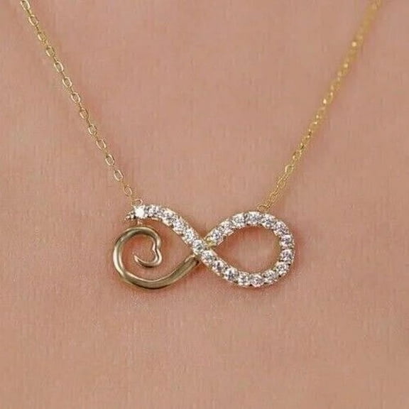 1Ct Round Cut Lab-Created Diamond 14k Yellow Gold Plated Women,s Infinity Pendant Necklace 18"