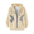 thumbnail image 3 of IAJDKMEK Men's Letter Print Full Zip Hoodie – Streetwear Sweatshirt with Graphic Design & Pocket, Long Sleeve Hoodies for Men, Y2K Jacket for Urban Style & Daily,Beige L, 3 of 5