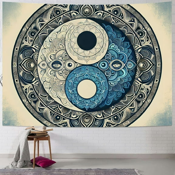 Autua Yin-yang Symbol Mandala Tapestry Wall Hanging Unique Style for Home Decor, Soft Lightweight Fabric, 4 Sizes Available 40x30inch