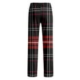 thumbnail image 2 of LNZGNM Mens Flannel Pajama Pants Elastic Waist Drawstring Striped Prints Lounge Pants Soft Baggy Lightweight Pj Bottoms Fashion Home Sleepwear,Black XL, 2 of 6
