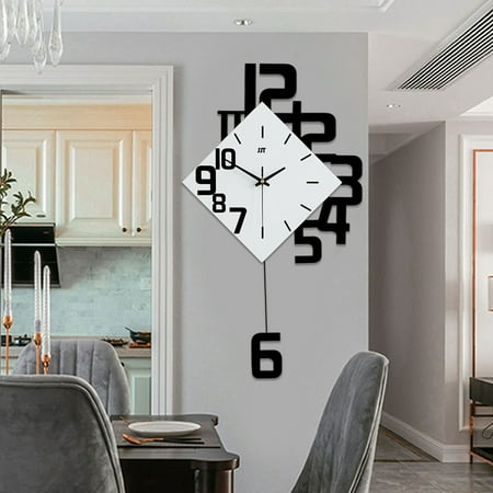 Modern Luxury Quartz Wall Clock with Glass Mirror and Metal Frame, Stylish Decoration for Office, Study, Living Room, and Bedroom – 34x63cm