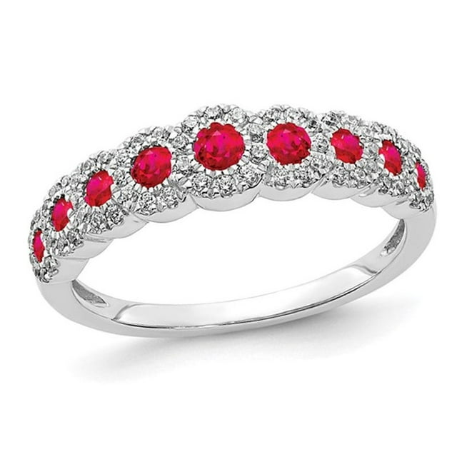 1/2 Carat (ctw) Ruby Ring in 14K White Gold with Diamonds