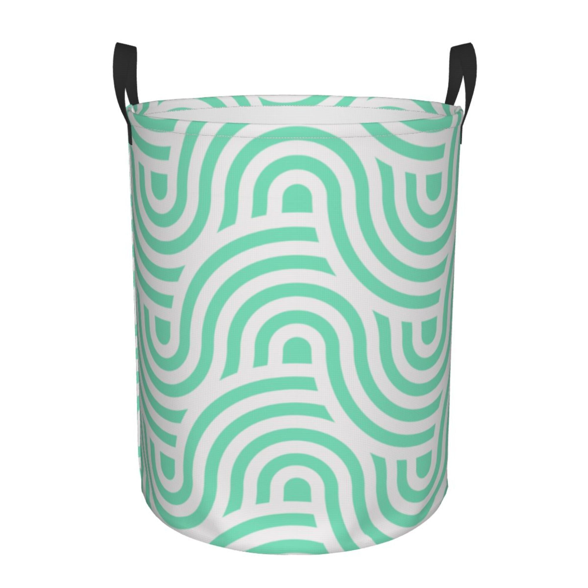 LNWH Laundry Basket, Green Line Art Pattern Foldable Laundry Hamper