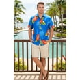 thumbnail image 3 of HAPPY BAY Men's Hawaiian Shirts Short Sleeve Button Down Shirt Men's Casual Shirts Vacation Tropical Beach Summer Party Shirts for Men Funny XXL Floral, Blue, 3 of 6