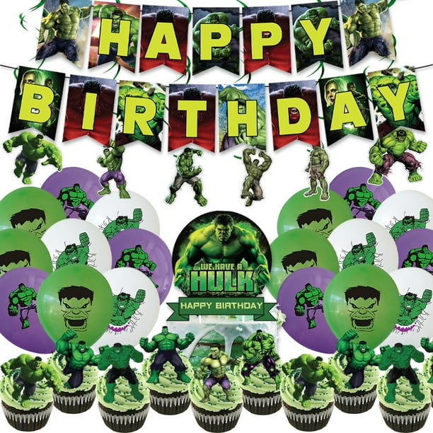 Décoration de fête de super-héros Hulk, bannière de gâteau, ballons en  spirale pour réception-cadeau pour bébé, fournitures de fête d'anniversaire  pour enfants, cadeaux cadeaux 