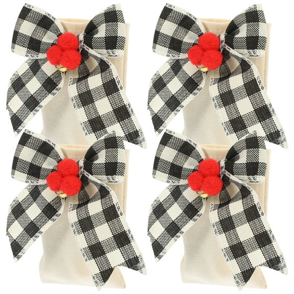 Gymnture 4pcs Christmas Silverware Holder Linen Utensil Holder Xmas Tableware Holder