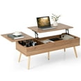 thumbnail image 1 of Costway Table Basse Relevable de 47 Pouces Table Centrale avec Compartiments Cachés pour Salon, 1 of 10