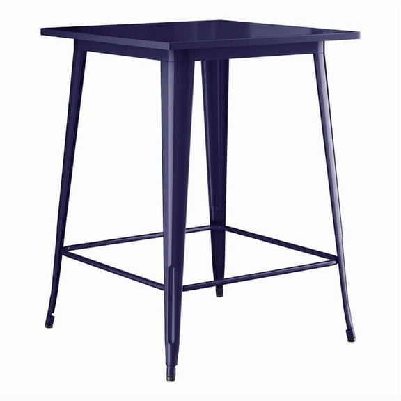 32" Square All Weather Navy Metal Restaurant Patio Bar Height Table For Indoor or Outdoor Use