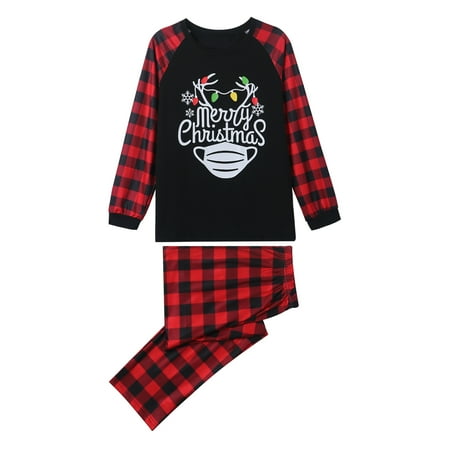 

Nokpsedcb Christmas Family Matching Pajamas Sets Plaid Round Neck Long Sleeve Baby Romper Pullover Trousers Homewear Red Black Women S