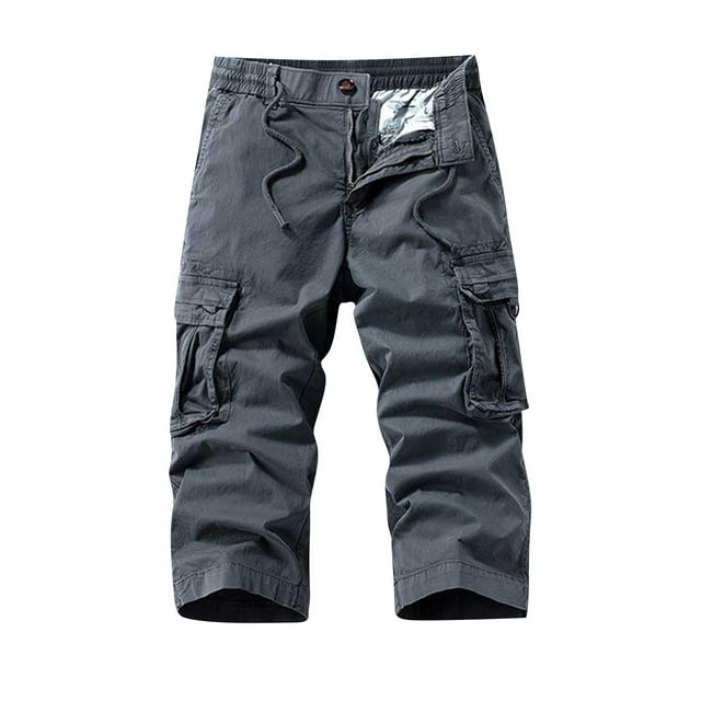 Multi Bolsillo Cargo Pantalones para Hombres Estiramiento Casual Cordón Clásico Pantalones Cortos de Verano con Bolsillos Múltiples, Pantalones Cortos de Cintura Elástica