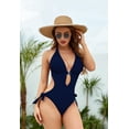 thumbnail image 3 of LIORA One Piece Swimsuits for Women Cutout Tie Back and Side Monokini Halter Bathing Suits Plunge Slimming Swimwear, 3 of 4