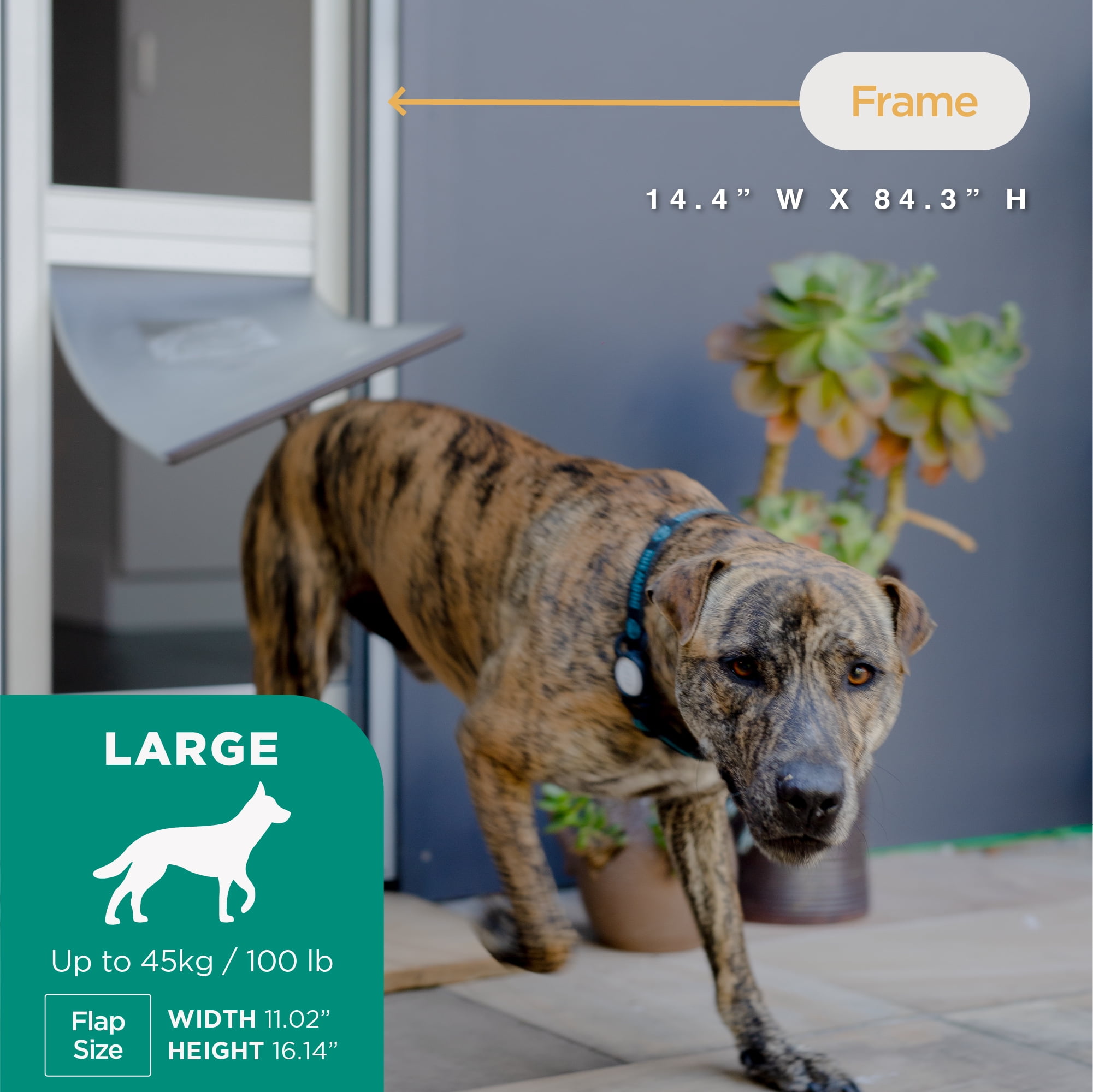 Hakuna Pets Large Silver Mesh Patio Pet Door, Suitable for Screen Sliding Doors, for Dogs & Cats up to 100 lbs