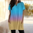 thumbnail image 4 of Duoif Women's Casual V Neck Short Sleeve Dress Loose Fit T Shirt Dress with Pockets Sky Blue M, 4 of 9