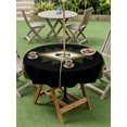 thumbnail image 4 of Outdoor Tablecloth with Umbrella Hole for Patio/Picnic/Party/Camping, Dark Green Boho Waterproof Table Cloth Round Cover Washable, Farmhouse Ethnic Tribe Striped (Dia 54"), 4 of 9
