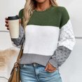 thumbnail image 4 of Annhoo Sweaters for Women Casual Long Sleeve Crewneck Knitted Tops Fall Winter Color Block Pullover Shirts, 4 of 8