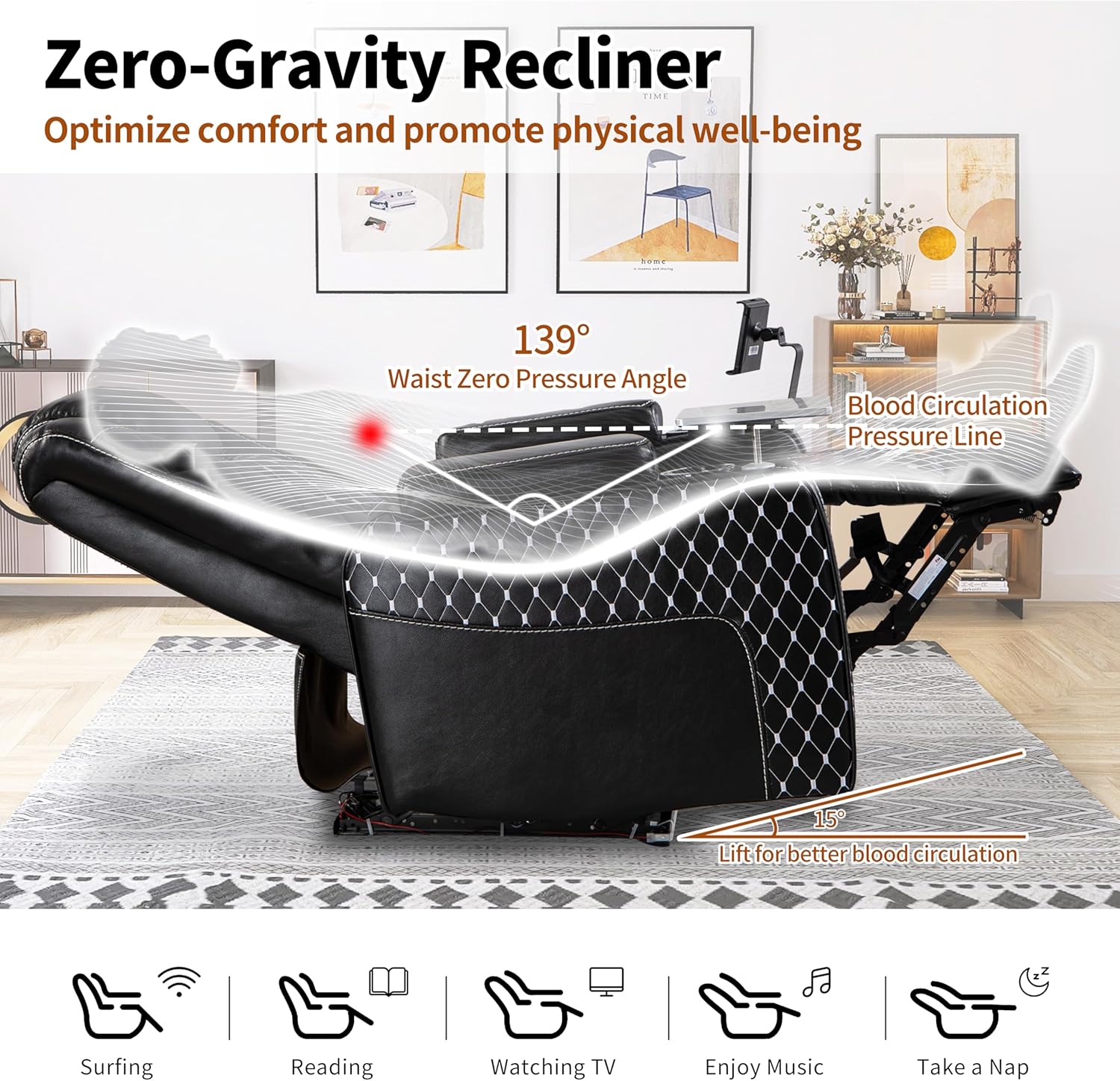 Recliner with Lift Assist for Seniors, Heavy Duty Lay Flat Recliner 180-Degree, Dual Motor Power Stand Up Lift Chair with Massage and Heat, Infinite Position Electric Recliner Chair for Elderly