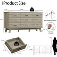 thumbnail image 3 of FANRAL 9 Drawers Dresser for Bedroom,Wood Modern Chest of Drawers with X-Shaped Sturdy Base,Gray Dresser, 3 of 8