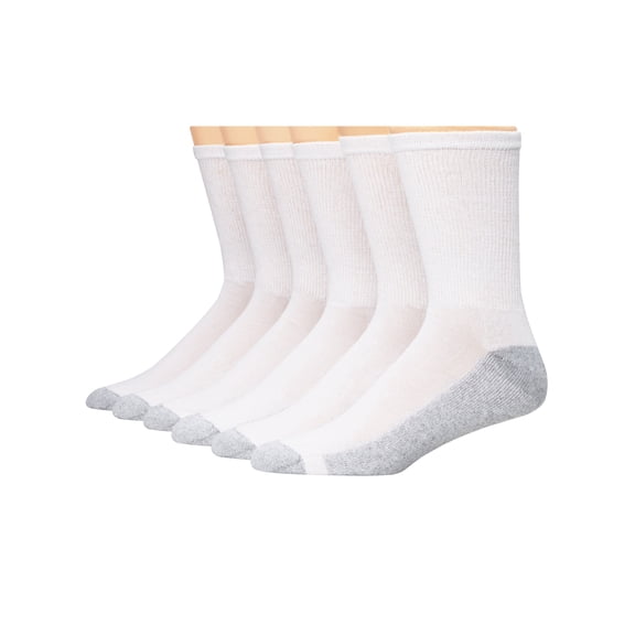 Hanes Double Tough Men's Big & Tall Cushion Crew Socks, 6-Pairs White 12-14
