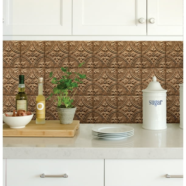 InHome Restored Tile Copper Peel & Stick Backsplash Tiles - Walmart.com