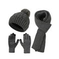 thumbnail image 3 of Women Winter Beanie Hat Scarf Gloves Set, Fleece Knitted Pompom Hat Warm Neck Scarf Touchscreen Gloves Winter Gift, 3 of 3