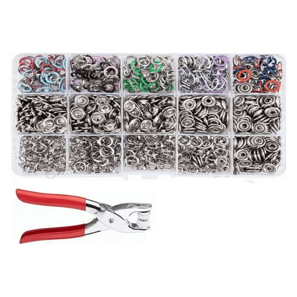 Set 500 Pcs 10 Colores Metal Botón A Presión De Pinza Para Ropa.