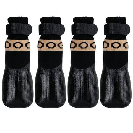 Avaner Anti-Slip Dog Socks Boots  Waterproof Dog Shoes for Winter Outdoor Hold/Cold Pavement  Snow Rain Days  Non Slip Paw Protectors Booties for Hardwood Floors Puppy Senior Dog Black M