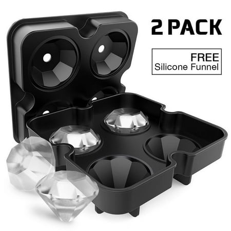 Ice Cube Trays, 2Pcs Ice Cube Diamond-Shaped Molds BPA-Free Silicone Flexible Ice Maker for Chilling Whiskey