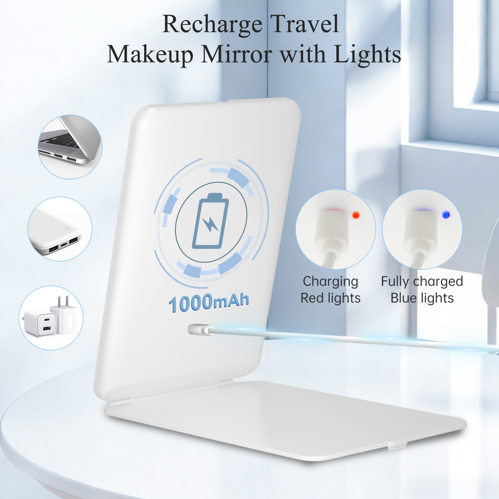 Funtouch Portable Folding Makeup Mirror with Lights photo 6