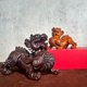 thumbnail image 2 of A pair of large solid wood carved Pixiu figurines, perfect for office, living room, or shop opening decorations., 2 of 3