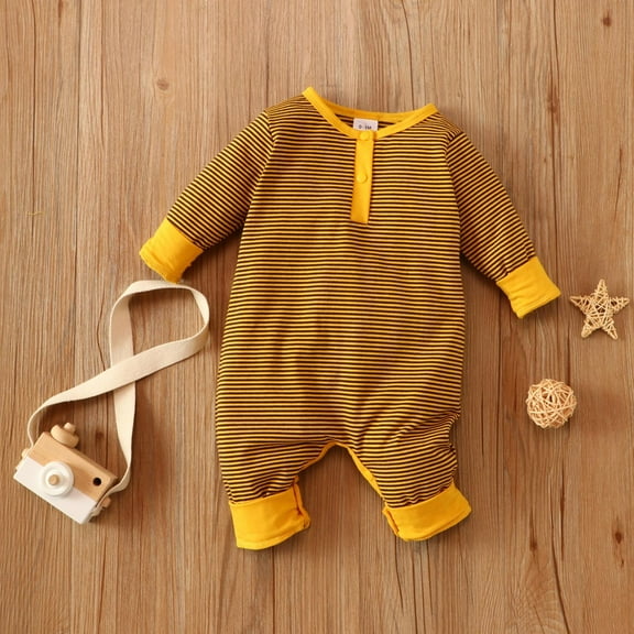 QISIWOLE Baby Romper Autumn Winter Clothes Newborns Jumpsuit Striped Pullover Overalls Discount