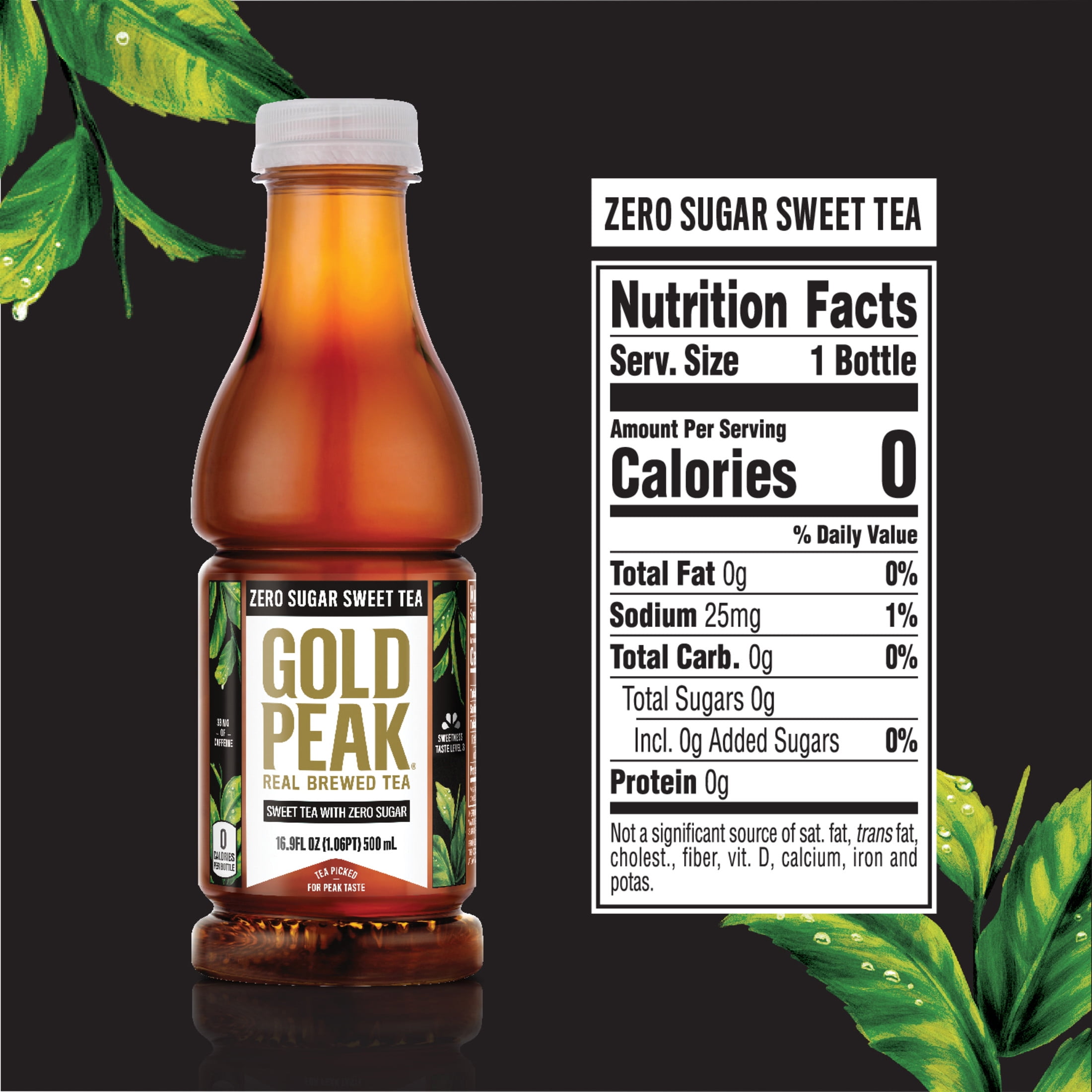 Gold Peak Iced Tea, Zero Sugar Sweet Tea Bottles, 16.9 fl oz, 6 Pack