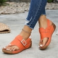 thumbnail image 4 of Women's Platform Tong Sandals Comfortable Wedge Slingback Flip Flops Lightweight Non Slip Open Toe Beach Mules Orange Size 7, 4 of 7