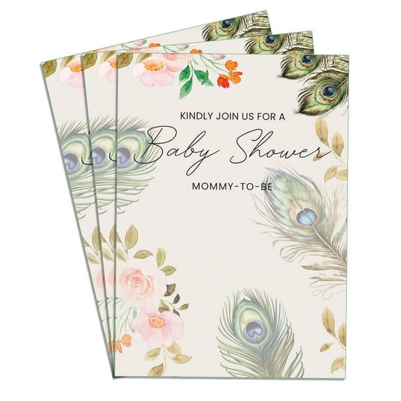 Floral Cute Baby Shower Invitation Card Set of 40 Adorable Design High-Quality Paper Perfect for Baby Boy or Girl Celebration 5x7 in