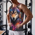 thumbnail image 5 of Daiia Colorful Wolf Head Printed Men's Quick Dry Fit Muscle Tank Top Slim-Fit Tank Workout Tank Top Lightweight Sports Tank Top-, 5 of 7