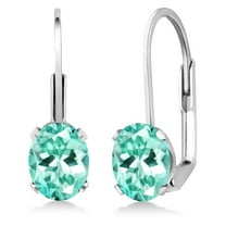 Gem Stone King 1.64 Ct Oval Aqua Apatite 925 Sterling Silver Earrings